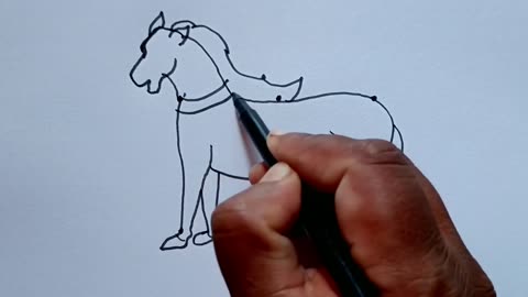 How To Draw Horse With Dots Horse Drawing With 6 Dots Easy