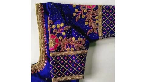 Latest Aari work collections in blue colour