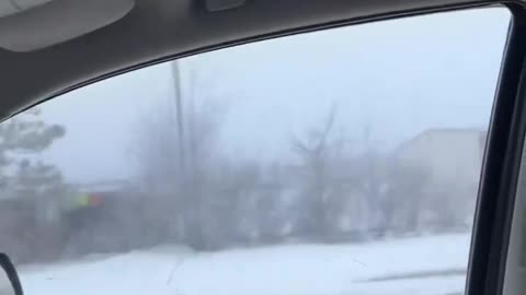 Footage shows the line last month for a food bank in Harrison, Michigan