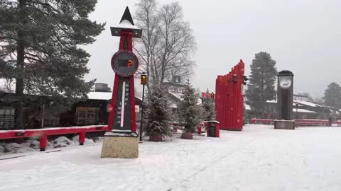 First snow in Rovaniemi, Santa Claus Village #snow #santa