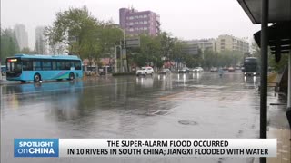 The super-alarm flood occurred in 10 rivers in South China; Jiangxi flooded with water