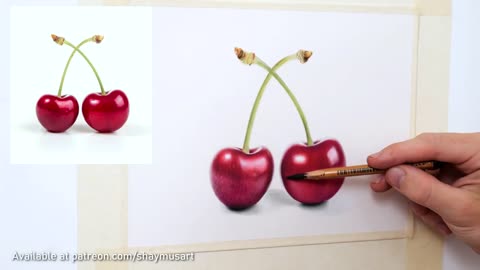 How to Draw Realistic Cherries with Pastel Pencils