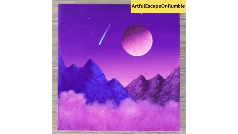 Purple Night, Acrylic Painting for beginners