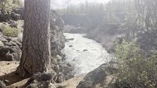 Overlooking Beautiful Deschutes River near Dillon Falls Canyon – Central Oregon – 4K