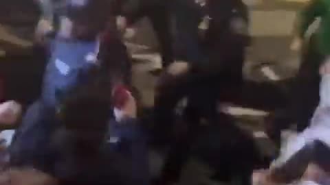 New York cop is getting physical with the Pro HAMAS sympathisers