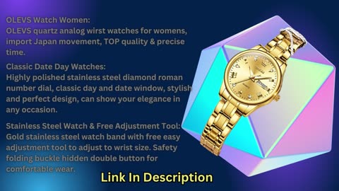 OLEVS Women's Watch Gold Diamond Classic Elegant Dress Wrist Watch