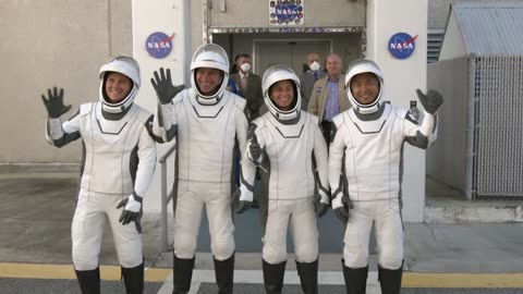 NASA SpaceX Crew-5 Astronauts Walk Out for Trip to Launch Pad 39A