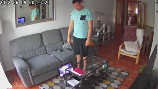Cat Pulls Laptop off Coffee Table on Accident