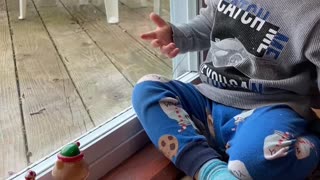 Toddler Dances With Solar-Powered Decorations