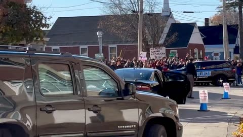 Outside overflow crowd in Claremont, New Hampshire…