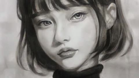 Mesmerizing Charcoal Portrait Drawing | Girl's Beauty Unveiled with Charcoal Powder and Pencil