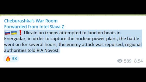 "Ukrainian troops attempted to land on boats in Energodar," (18-10-22)