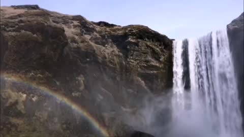 high mountains and flowing water