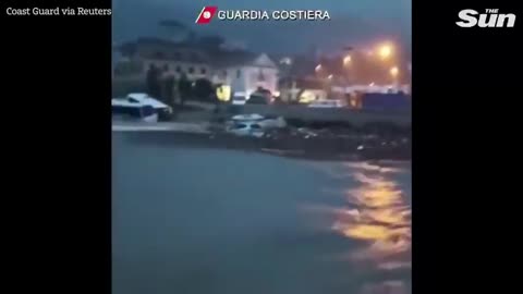 Houses are swept away after a landslide ripped through the Italian island of Isia