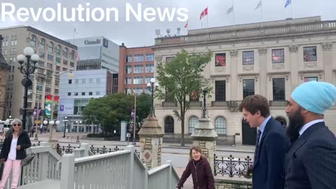 Protest at the parliament hill and Jagmeet Singh refused to answer hard hitting questions