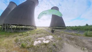 Paramotoring Around a Nuclear Cooling Tower in Chernobyl