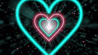013. Heart Tunnel💙💖Heart Background Neon Heart Background Video