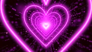 187. Pink Heart Background💕Neon Lights Love Heart