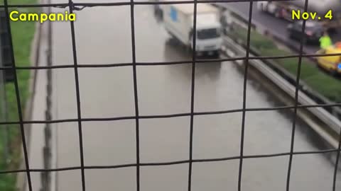 Raging water carries everything away! Flooding in Montella Italy