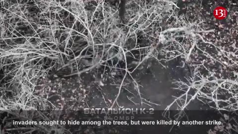 Russians regret following Ukrainian soldiers in forest as drone strikes - they drop weapons and flee