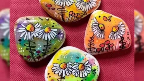 unique & elegant tendências floral stone rock painting ideas