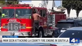 Demonic Thug Attacks Fire Engine in Democrat Hellhole Los Angeles