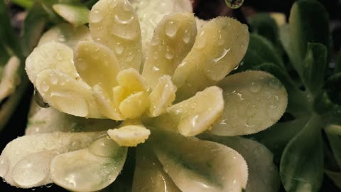 Wet white succulent, close up