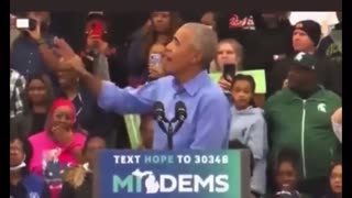 Obama loses control of the audience when they start yelling fuck Joe Biden