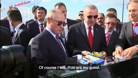 Putin buys Erdogan ice cream, shows off new Su-57 fighter jet during visit to Russia