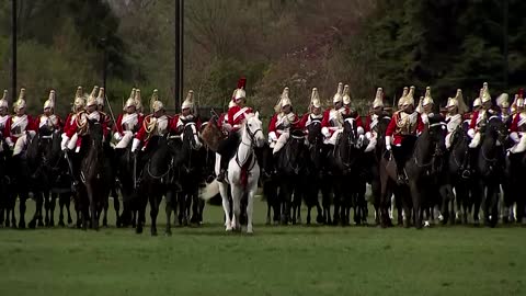 Britain's Household Cavalry inspection ahead of Platinum Jubilee