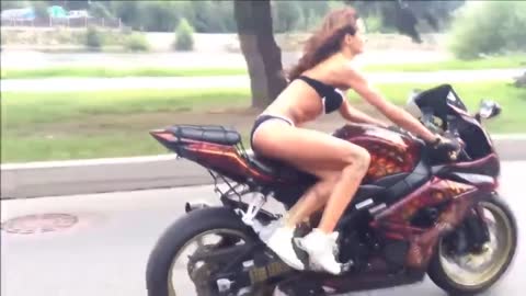 Best bikini girl bike stunt