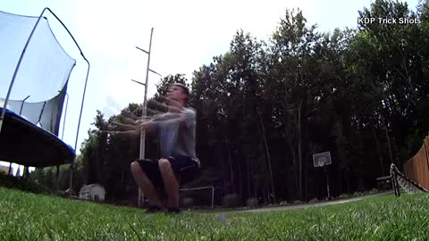 Incredible backflip trick shot gets a lucky bounce