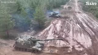 Russia's artillery destroy Ukrainian military equipment with howitzers