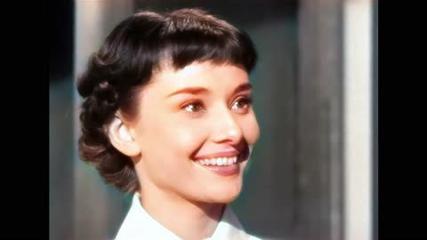 Roman Holiday 1953 Audrey Hepburn Cutest Haircut Moment colorized remastered 4k