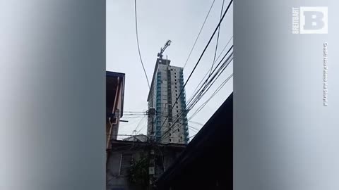 Crane Collapse from High Rise After 6.7-Magnitude Earthquake in Southern Philippines