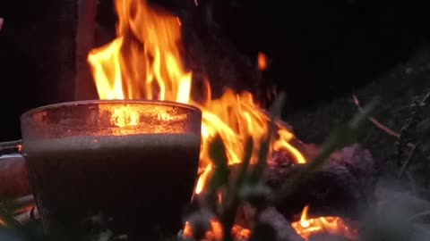 Coffee in the forest at night time