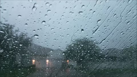 Rain Sound For Sleeping 30 Minutes Relaxing Raining On Car Glass Windows Thunder Sounds Heavy Drops