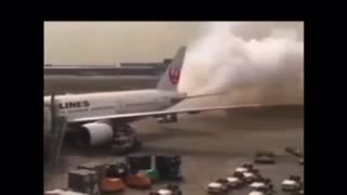 A pilot accidentally releases the chemtrail while still at the airport.