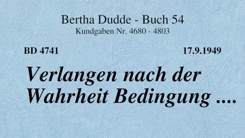 BD 4741 - VERLANGEN NACH DER WAHRHEIT BEDINGUNG ....