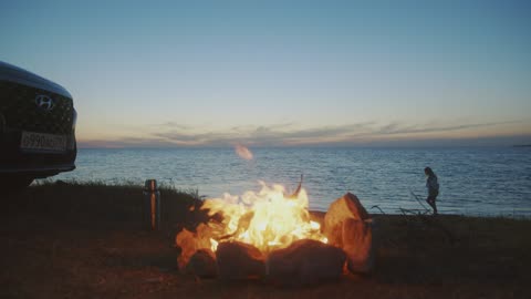 Relaxing Campfire by a Lake at Sunrise in 4k UHD, Stress Relief, Meditation & Deep Sleep