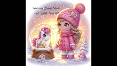 Unicorn Snow Globe and Little Girl #1 Digital Graphic