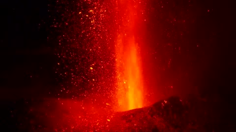 Lava overflows from La Palma volcano