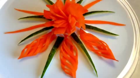 HOW TO CUT CARROT AND CUCUMBER - VERY BEAUTIFUL GARNISH CARVING & VEGETABLES ART DECORATION CUTTING