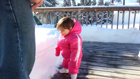 Baby Faceplants into Snow