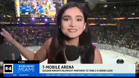 Moment Miami sports reporter stiff arms an unruly fan