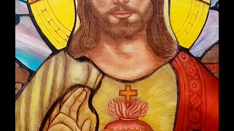 Sacred Heart of Jesus Stained Glass . Artist Veronika Konechnova