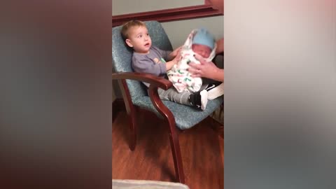 Funny Siblings First Meeting Newborn Baby #2 - WE LAUGH