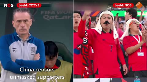 Chinese propagandists censor footage of unmasked fans at soccer world cup 😷