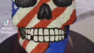Beaded Flag Skull