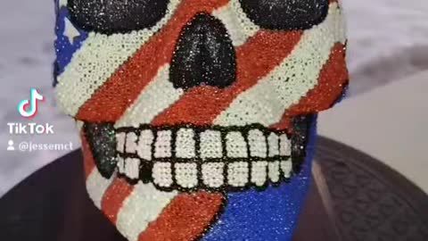 Beaded Flag Skull